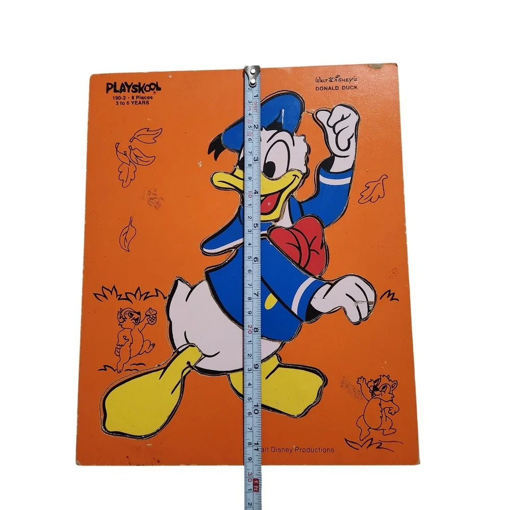 Vintage Playskool Donald‎ Duck Wood Tray Puzzle 8 Piece Disney 190-2 Orange